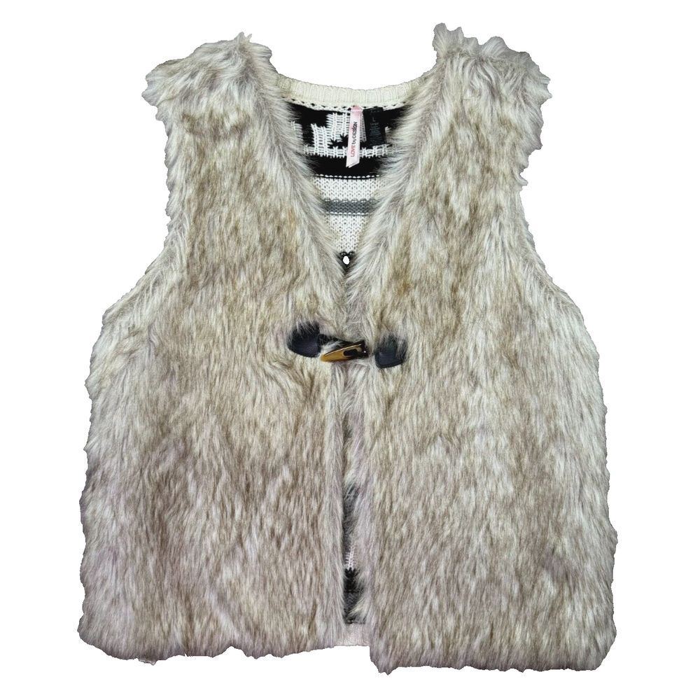 Love By Design Vest Womens Large Faux Fur Hippie‎ Geometric Aztec Hippie Y2K 90s